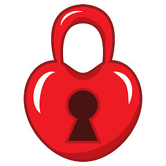 Image showing padlock in the shape of a red heart. vector