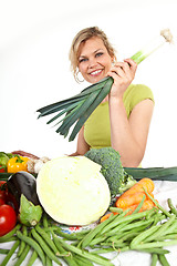 Image showing Cute blond girl shot in studio