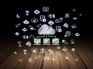 Image showing Cloud computing concept: Cloud Network in grunge dark room