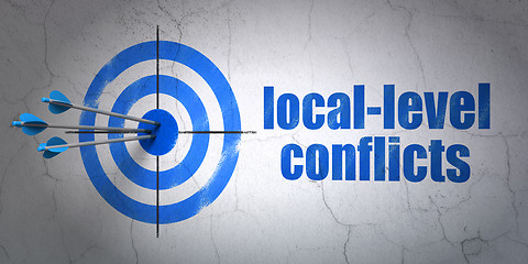 Image showing Politics concept: target and Local-level Conflicts on wall background