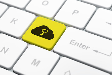 Image showing Cloud networking concept: Cloud With Key on computer keyboard background