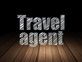 Image showing Travel concept: Travel Agent in grunge dark room