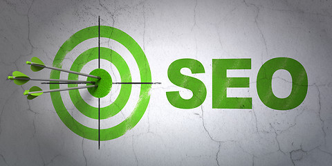 Image showing Web development concept: target and SEO on wall background