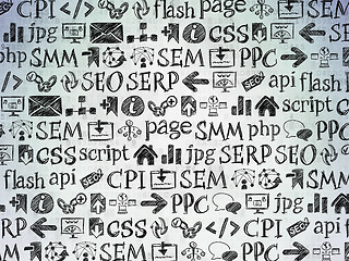 Image showing Digital background: Digital Paper with  Hand Drawn Site Development Icons
