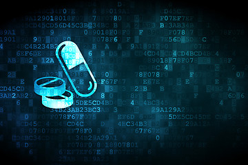 Image showing Healthcare concept: Pills on digital background