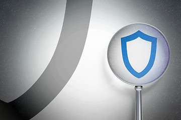 Image showing Protection concept:  Contoured Shield with optical glass on digital background