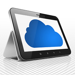 Image showing Cloud computing concept: Tablet Computer with Cloud on display