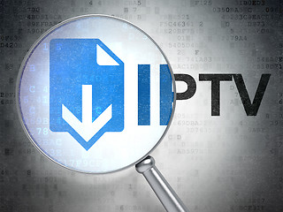 Image showing Web development concept: Download and IPTV with optical glass