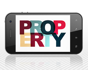 Image showing Business concept: Smartphone with Property on  display