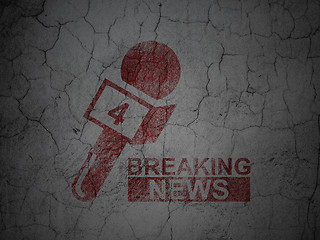 Image showing News concept: Breaking News And Microphone on grunge wall background