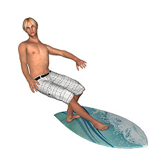 Image showing Male Surfer on White