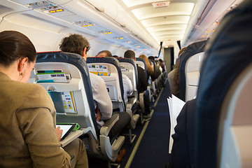 Image showing Passengers on the airplane.