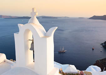 Image showing Bell tower in Oia, Santorini island, Greece.