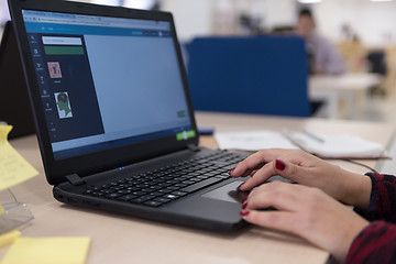 Image showing startup business, woman  working on laptop