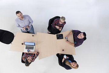 Image showing aerial view of business people group on meeting