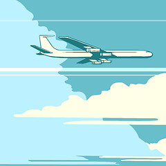 Image showing Retro airplane in the sky