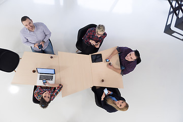 Image showing aerial view of business people group on meeting