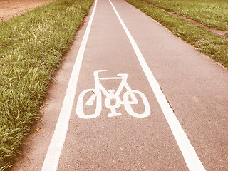 Image showing  Bike lane sign vintage