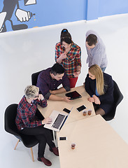 Image showing aerial view of business people group on meeting