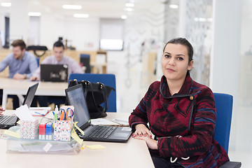 Image showing startup business, woman  working on laptop