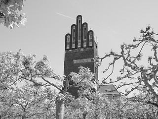 Image showing Black and white Wedding Tower in Darmstadt