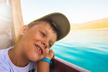 Image showing boy on yacht