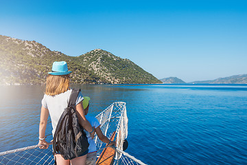 Image showing mother and son on yacht