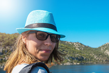 Image showing woman on yacht