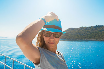 Image showing woman on yacht