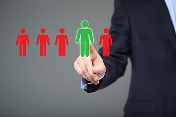 Image showing businessman choosing right partner from many candidates
