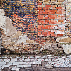 Image showing abandoned grunge cracked brick  wall 