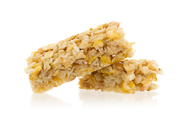 Image showing Muesli bar with apple, nuts and sugar