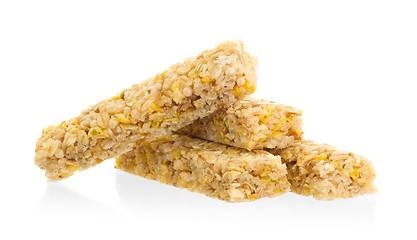 Image showing Muesli bar with apple, nuts and sugar