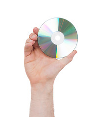 Image showing Man hand with compact disc isolated