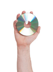 Image showing Man hand with compact disc isolated