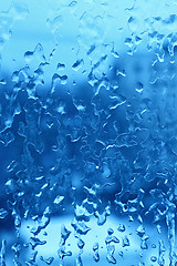 Image showing Frozen water drops on the winter glass