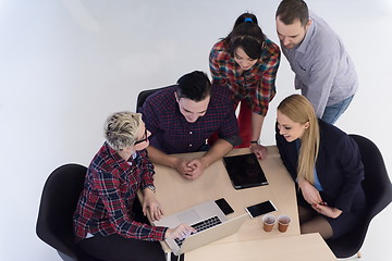 Image showing aerial view of business people group on meeting