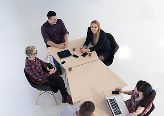 Image showing aerial view of business people group on meeting