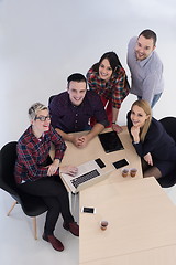 Image showing aerial view of business people group on meeting