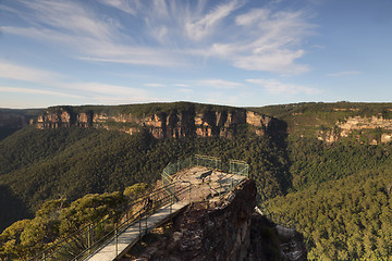 Image showing Early morning at Pulpit Rock Blue Mountains Australia