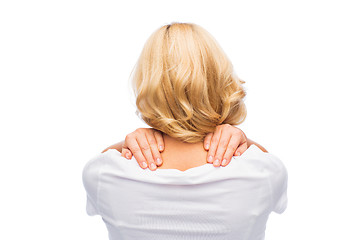 Image showing woman suffering from neck pain