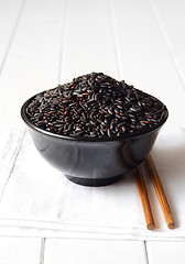 Image showing Uncooked, organic Black Rice