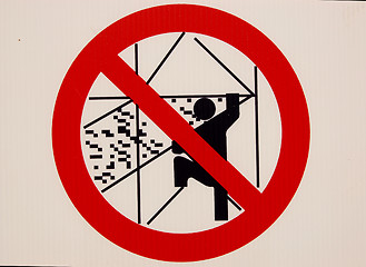 Image showing notice,no climbing