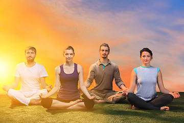 Image showing The group of people doing yoga exercises 