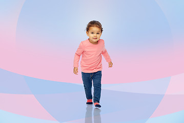 Image showing beautiful little baby girl walking