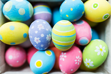 Image showing close up of colored easter eggs