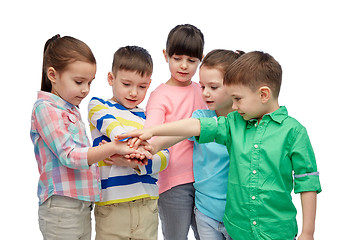 Image showing happy little children with hands on top
