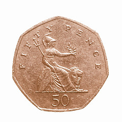 Image showing  Fifty pence coin vintage