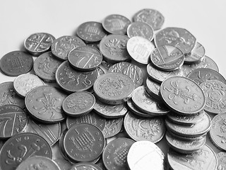 Image showing Black and white Pound coins
