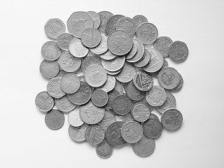 Image showing Black and white Pound coins